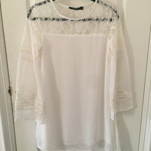 Haoduoyi Long Sleeve White Lace Mini Dress